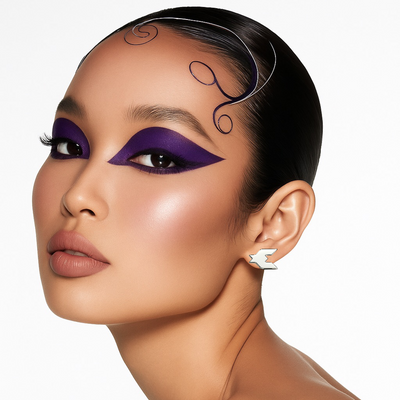 Model wearing out houndstooth earrings, satin brushed finish